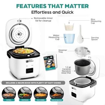 Rice Robot Personal Rice Cooker with Steamer & Recipes