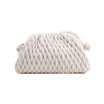 ELDA Dumpling Bag for Women Quilted Clutch Handbag Cloud Purse Fashion Ruched Bag Handmade Leather H...