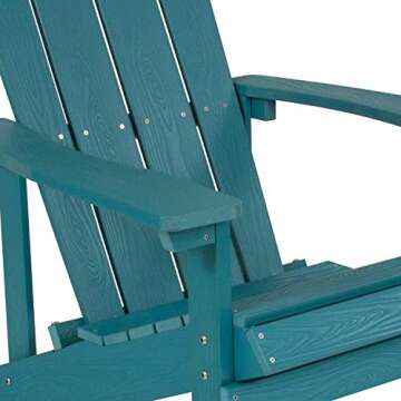 Flash Furniture Charlestown Commercial Grade Indoor/Outdoor Adirondack Chair, Weather Resistant Durable Poly Resin Deck and Patio Seating, Sea Foam