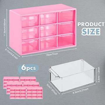 Amyhill 6 Pcs Mini Drawer Organizer Small Organizer with 9 Drawers Plastic Desktop Craft Storage Box...