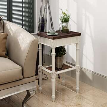 COZAYH Rustic Farmhouse Cottagecore Accent End Table Set of 2, Distressed Accent Side Table with Esp...