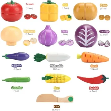 Victostar Wooden Pretend Veggies Playset for Creative Learning
