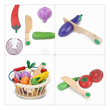 Victostar Wooden Pretend Veggies Playset for Creative Learning