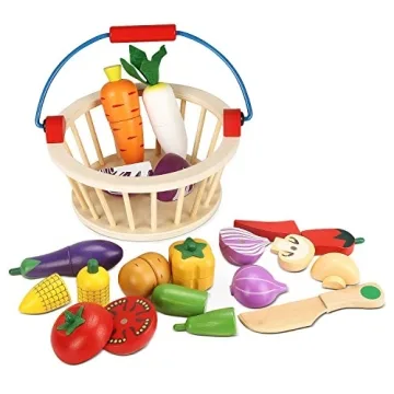 Victostar Wooden Pretend Veggies Playset for Creative Learning