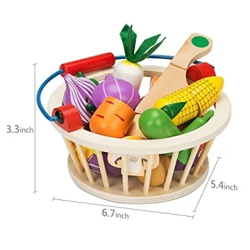Victostar Wooden Pretend Veggies Playset for Creative Learning