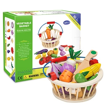 Victostar Wooden Pretend Veggies Playset for Creative Learning