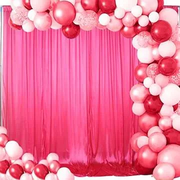 2pcs 5ftx10ft Wedding Backdrops Curtain Panels for Photoshoot Birthday Baby Shower Engagement Party Festival Restaurant Reception Background Stage Decoration(Fushcia)