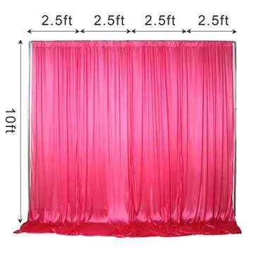 2pcs 5ftx10ft Wedding Backdrops Curtain Panels for Photoshoot Birthday Baby Shower Engagement Party Festival Restaurant Reception Background Stage Decoration(Fushcia)