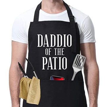 Miracu Grill Apron for Dad - Daddio of The Patio - Dad Gifts from Daughter, Son - Funny Valentines D...