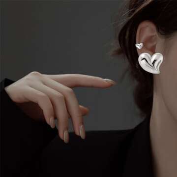 Statement Gold/Silver Heart Earrings for Women