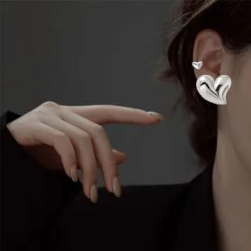 Statement Gold/Silver Heart Earrings for Women