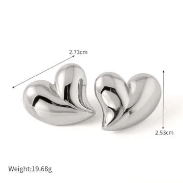 Statement Gold/Silver Heart Earrings for Women