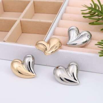 Statement Gold/Silver Heart Earrings for Women