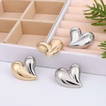 Statement Gold/Silver Heart Earrings for Women