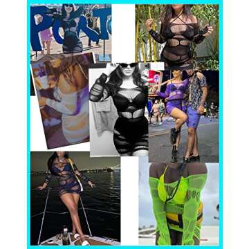 LEMON GIRL Women Fishnet Lingerie BabyDolls Chemise Long Sleeve Stocking Mini Dress Size US2-18