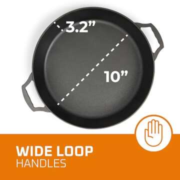 Bruntmor 3 Quart Black Enameled Cast Iron Dutch Oven, Cast Iron Skillets, Dutch oven Pot Dish, Le Cr...