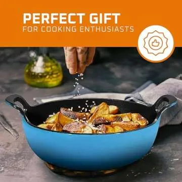 Bruntmor 3 Quart Black Enameled Cast Iron Dutch Oven, Cast Iron Skillets, Dutch oven Pot Dish, Le Creuset Dutch Oven Cast Iron Biryani Pot, 3qt Instant Pot Bakeware Sets, Casserole Dishes for Oven""