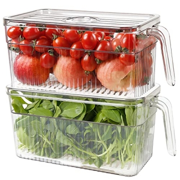 Loobuu 2 Pack Stackable Plastic Food Storage Containers for Fresh Produce