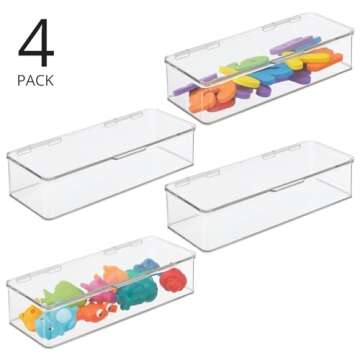 mDesign Plastic Playroom and Gaming Storage Organizer Box Containers with Hinged Lid for Shelves or ...