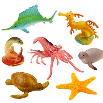 ValeforToy Ocean Sea Animals, 78 Piece Mini Sea Life Creatures Toys Set, Plastic Underwater Sea Animals Learning Toys for Boys Girls Kids Toddlers Party Bag Stuffers, Gift, Prize, Piñata, Sensory Toy