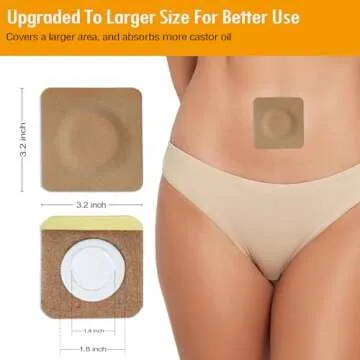 12PCS Disposable Castor Oil Patches for Belly Button, 3.2 x 3.2 inches Castor Oil Pack Belly Wrap, Self-Adhesive, and Highly Absorbent Castor Oil Pad Belly Button Cover -Skin Color