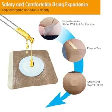 12PCS Disposable Castor Oil Patches for Belly Button, 3.2 x 3.2 inches Castor Oil Pack Belly Wrap, Self-Adhesive, and Highly Absorbent Castor Oil Pad Belly Button Cover -Skin Color