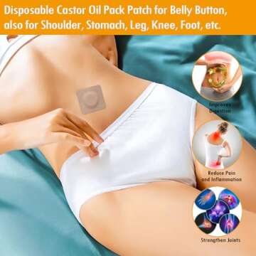 12PCS Disposable Castor Oil Patches for Belly Button, 3.2 x 3.2 inches Castor Oil Pack Belly Wrap, Self-Adhesive, and Highly Absorbent Castor Oil Pad Belly Button Cover -Skin Color