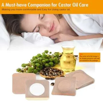 12PCS Disposable Castor Oil Patches for Belly Button, 3.2 x 3.2 inches Castor Oil Pack Belly Wrap, Self-Adhesive, and Highly Absorbent Castor Oil Pad Belly Button Cover -Skin Color