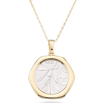 Miabella Italian 18K Gold Sterling Silver Bee Coin Necklace