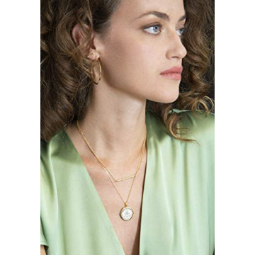 Miabella Italian 18K Gold Sterling Silver Bee Coin Necklace