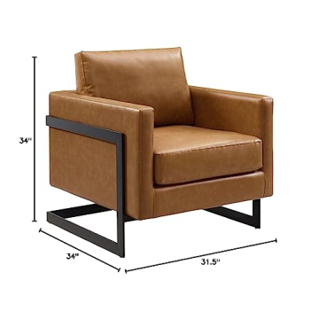 Stylish Modway Vegan Leather Accent Chair in Black Tan