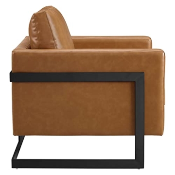 Stylish Modway Vegan Leather Accent Chair in Black Tan