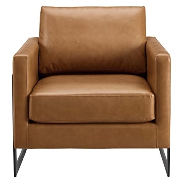 Stylish Modway Vegan Leather Accent Chair in Black Tan