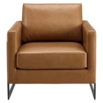 Stylish Modway Vegan Leather Accent Chair in Black Tan