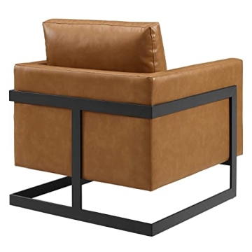 Stylish Modway Vegan Leather Accent Chair in Black Tan