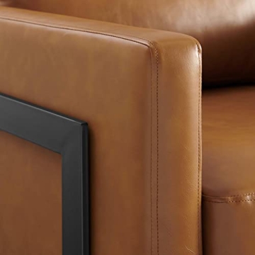 Stylish Modway Vegan Leather Accent Chair in Black Tan