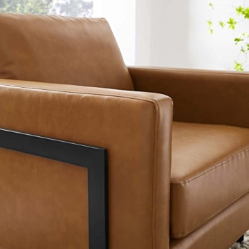 Stylish Modway Vegan Leather Accent Chair in Black Tan