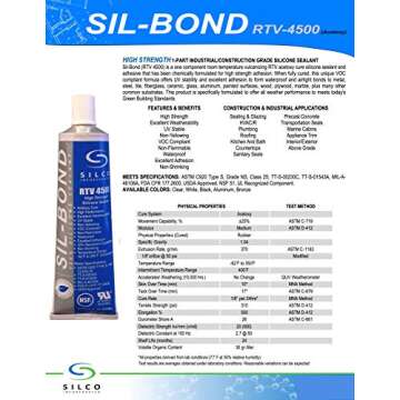 Silicone RTV 4500 Food Contact Safe High Strength Silicone Sealant, Clear (2.8 FL. Ounce)