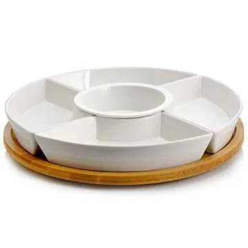 Elama Ceramic Stoneware Condiment Appetizer Set - Stylish 6-Piece Collection