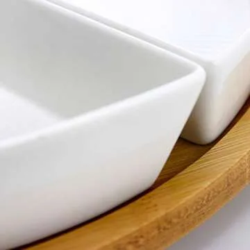 Elama 6-Piece Ceramic Serving Set with Lazy Susan