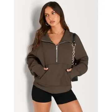 AUTOMET Women's Fleece Cropped Pullover Sweatshirt