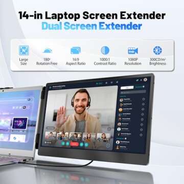 KAKUKA 14.1" Laptop Screen Extender - Portable & Plug and Play for Laptops
