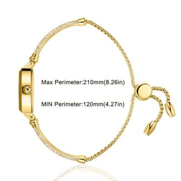 Petite Bracelet Watch for Women, Gifts for Girlfriend Diamond Dress Analog Watch Waterproof (Two-Tone Gold Black)