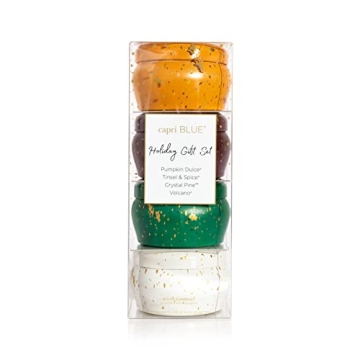 Capri Blue Glimmer Candle Holiday Gift Set - Volcano, Crystal Pine, Pumpkin Dulce, Tinsel & Spice - ...