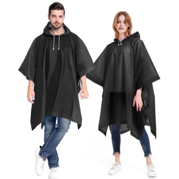 ANTVEE Reusable Adult Rain Ponchos 2 count (Pack of 1) for Women and Men with Drawstring Hood