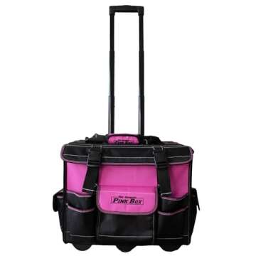 18-Inch Heavy Duty Rolling Tool Bag | Water Resistant, Portable Tool Storage Organizer with Wheels, ...