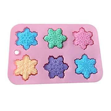 Moldfun 6 Holes Christmas Snowflakes Silicone Mold Tray for Handmade DIY Muffin Chocolate Candy Gumm...