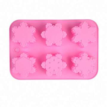 Moldfun 6 Holes Christmas Snowflakes Silicone Mold Tray for Handmade DIY Muffin Chocolate Candy Gummy Ice Cube Jello Jelly Cupcake Bakeware Baking Cake Soap Kitchen Pastry Decoration Moulds Tools