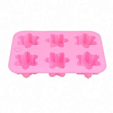 Moldfun 6 Holes Christmas Snowflakes Silicone Mold Tray for Handmade DIY Muffin Chocolate Candy Gummy Ice Cube Jello Jelly Cupcake Bakeware Baking Cake Soap Kitchen Pastry Decoration Moulds Tools