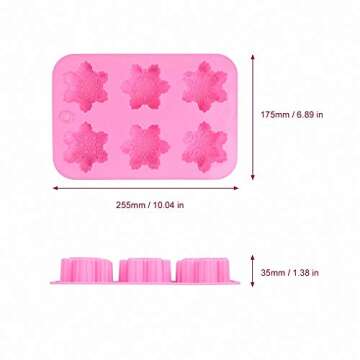 Moldfun 6 Holes Christmas Snowflakes Silicone Mold Tray for Handmade DIY Muffin Chocolate Candy Gummy Ice Cube Jello Jelly Cupcake Bakeware Baking Cake Soap Kitchen Pastry Decoration Moulds Tools